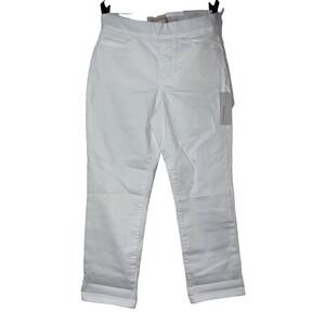 New Soft Surroundings Ultimate Straight Leg Crop Jeans White PS Petite Stretch